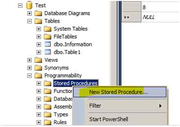 Click on Stored Procedure